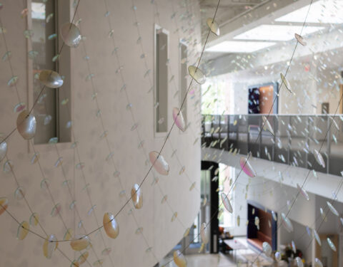 2,000 dichroic glass petals and leaves