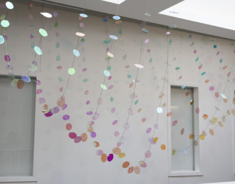 2,000 flat dichroic glass petals and leaves